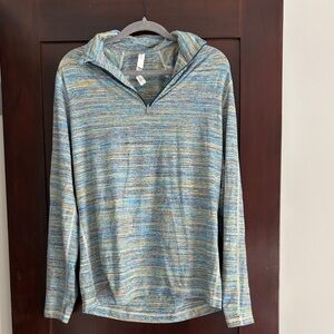 lululemon athletica Blue Teal Yellow Striped Pullover Top
